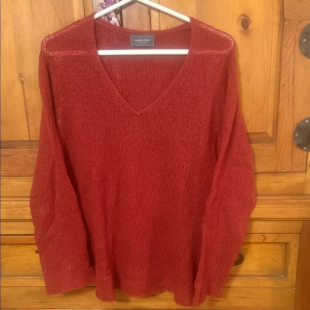 Wooden Ships Deep Red Knit Sweater
